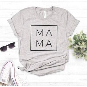 Mama Square T Shirt In Heather Gray Size Medium New